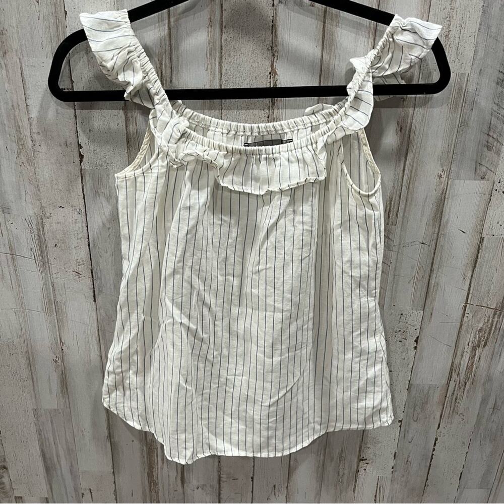 Reformation Stripe Lightweight Tank Top Ruffle Sleeve